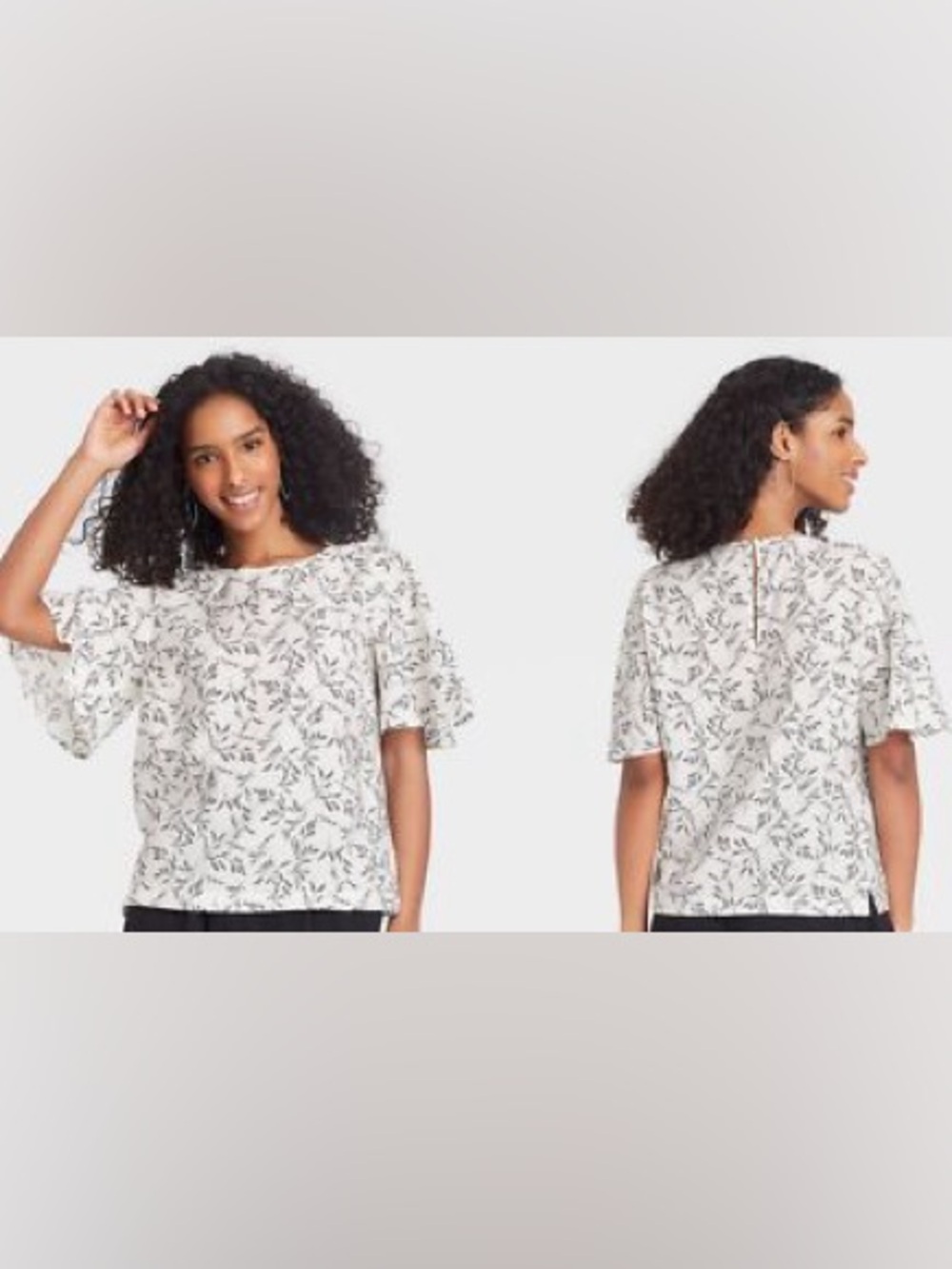 A New Day Floral Flutter Sleeve Blouse Size Small